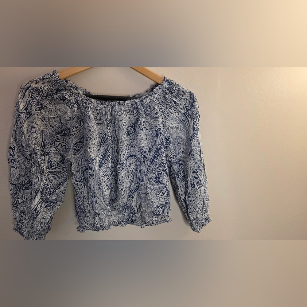 & Other Stories Blue and White Paisley Blouse